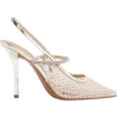 River Island Gold Diamante Sling Back Heeled Court Shoes - Women's - Gold