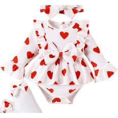 Shein Baby Girl Heart Pattern Ruffled Bodysuit