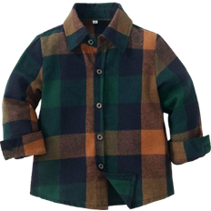 Press Studs Shirts Children's Clothing Shein Young Boy Plaid Print Shirt
