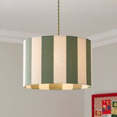 Dunelm Stripe Drum Lamp Olive Shade ∅ 30cm