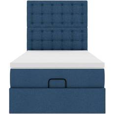 vidaXL Ottoman-Bett mit Matratze und LEDs Blau 100x200 cm Stoff Rahmenbett 100x203cm