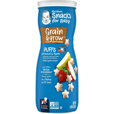 Gerber Snacks for Baby Grain & Grow Puffs Strawberry Apple 1.48 oz Canister 42g