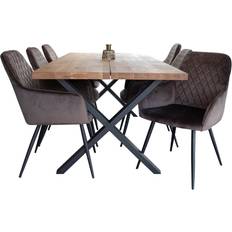 Ebuy24 Moss Essgruppe 2 7-teilig Tischgruppe 95x200cm 7Stk.