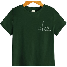Shein Young Boy Dinosaur Pattern Round Neck ShortSleeved TShirt Casual Daily Suitable For Summer
