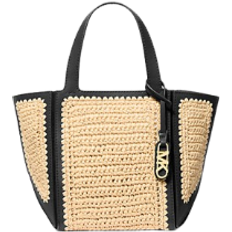 Natural Handbags Michael Kors Jordi Small Hand-Crocheted Straw and Leather Tote Bag - Natural