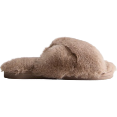 Normal/ Standard Fit Slippers New Look Crossover Fur Sliders - Light Brown