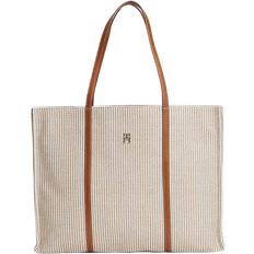 Tommy Hilfiger Canvas Beach Tote Bag - Beige/Cognac/Hvid
