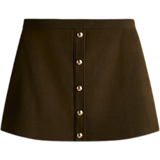 H&M Button-Front Fine-Knit Skirt Green