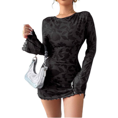 Shein All-Over Print Open Back Mini Dress - Women's