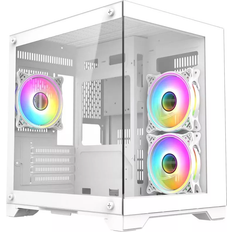 Gaming pc case CiT Overseer White MicroATX PC Case Celsius Dual-Ring Fans