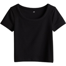 H&M Geripptes Jerseyshirt - Schwarz