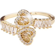 Shein 1pc Symmetrical Heart Shaped Copper Ring With Cubic Zirconia