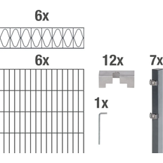 Alberts Komplettset Doppelstabmatte mit Dekorstreifen 12 m x 120 cm anthrazit