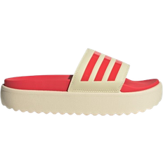 Red - Women Slides adidas Adilette Sandal - Vanilla/Lucid Red