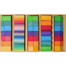 Grimms Building Set Shapes & Colours, Montessori Toys Multicolour One Size