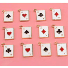 Shein 12pcs/set Fashion Zinc Alloy Playing Card DIY Pendant For Women For DIY Jewelry Making