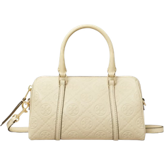 Tory Burch T Monogram Leather Petite Barrel Bag - Light Cream