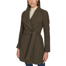 Calvin Klein Womens Asymmetrical Belted Wrap Coat, Created for Macys Twig