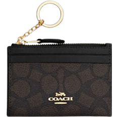 Card Cases Coach Mini Skinny Id Case In Signature Canvas - Gold/Walnut/Black