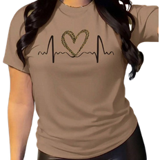 Shein Enkel tryckt rundhalsad kortrmad sommarTshirt fr kvinnor