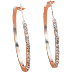 Shein 1pair Classic Fashionable Circle & Rhinestone Detail Round Hoop Earrings For Women's Casual, Holiday, Party and Night Out