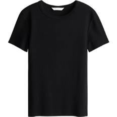 H&M Geripptes T-Shirt - Schwarz