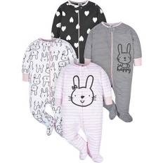 Heart Nightwear Children's Clothing Gerber Baby Sleep 'n Play Footed Pajamas 4-pack - Bunny Smiley