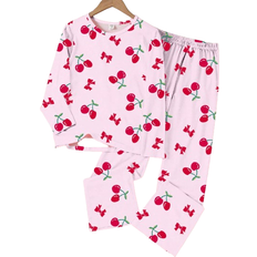 Girls Pyjamases Shein pcs Tween Girls Minimalist Colorful Digital Print Long Sleeve Top And Pants Loungewear Set