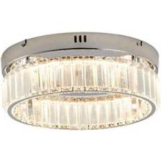 Home depot The Home Depot 1-Light Chrome Dimmable LED Mount with Clear Crystals Ceiling Flush Light 13.8"
