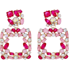 Shein 1pair Luxury Zinc Alloy Rhinestone Drop Earrings For Women For Daily Decoration