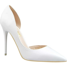 Shein Women Black Artificial Patent Leather Court Pumps, Elegant Point Toe Stiletto Heeled Pumps