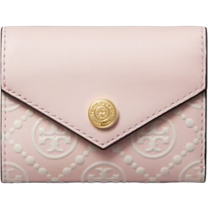 Tory Burch T Monogram Contrast Embossed Small Envelope Wallet - Powder Pink/New Cream