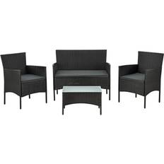 Gartenmöbel Juskys Fort Myers - Black Outdoor Lounge Set, 1 Table incl. 2 Chairs & 1 Sofas