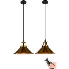 Armaturer Vintage Industriella Taklampor Batteridriven Set med 2 Hängande Armaturer Utan Ledningar för Inomhusbruk Svart Pendellampa ∅ 22cm 2st