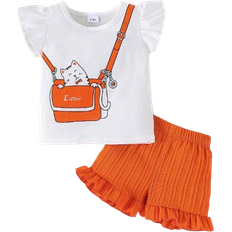 Shein baby Shein Baby Mädchen T-Shirt Set - Flügelarm/Shorts