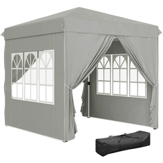 Pavillon 2.5x2.5m Wasserabweisend Stabil Winterfest Pop-up Faltpavillon Hellgrau