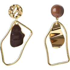Shein 1pair Stylish Irregular Geometric Design Dangle Earrings With Resin Drop And Splice Colors, Four Seasons New Fashion Jewelry
