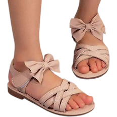 Shein Girls Strappy Braided Bowknot Decor Flat Sandals
