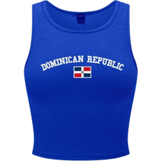 Shein Womens YK Dominican Republic Flag Cropped Tank Top Summer