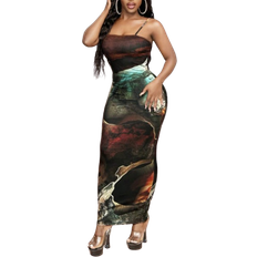 Shein SXY Elegant Sexy Fitted Maxi Marble Print Cami Dress Homecoming Dress,Summer Dresses For Women
