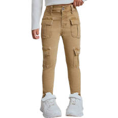 Shein Toddler Girls Khaki Denim Stretch Skinny Cargo Pants