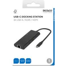 Deltaco USB-C Docking Station 3X USB-A/RJ45/HDMI PD 85W