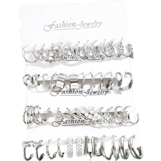 Shein 48pairs/set Glamorous Faux Pearl Decor Twist Hoop Earrings For Gift