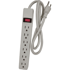Hyper Tough Hyper Tough 6 Outlet Power Strip with 2.5 ft Cord White Single Pack