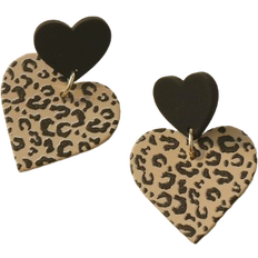Shein Leopard Pattern Heart Drop Earrings