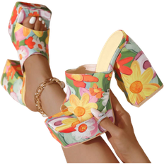 Shein Style HighHeeled Backless Sandals Green