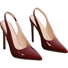 Shein Women Mirror Glossy Material Thin High Heel 2024 New Wine Red High Heel Pumps