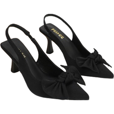 Mikrofiber Pumps Shein Elegant Black Pumps For Women, Bow Detail Point Toe Stiletto Heeled Slingback Pumps