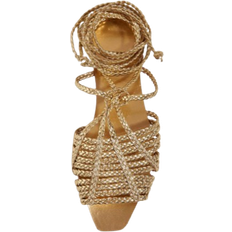 Polyurethane Sandals Shein Women's Gold Braided Strap Flat Sandals With Random Texture, Women's Gold Flat Sandals
