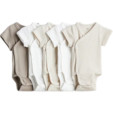 H&M Cotton Bodysuits 5-pack - Beige/White (0827318018)